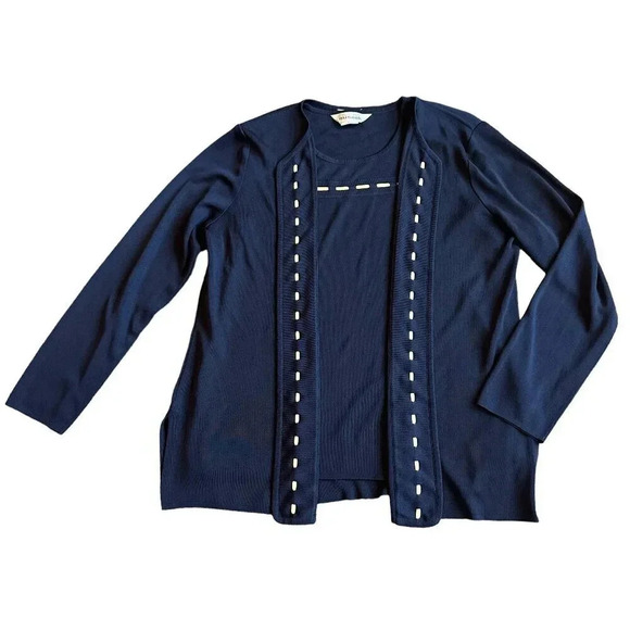 Exclusively Misook Two Piece Cardigan Tank Top Shirt Set Size Medium Women's - Picture 1 of 13